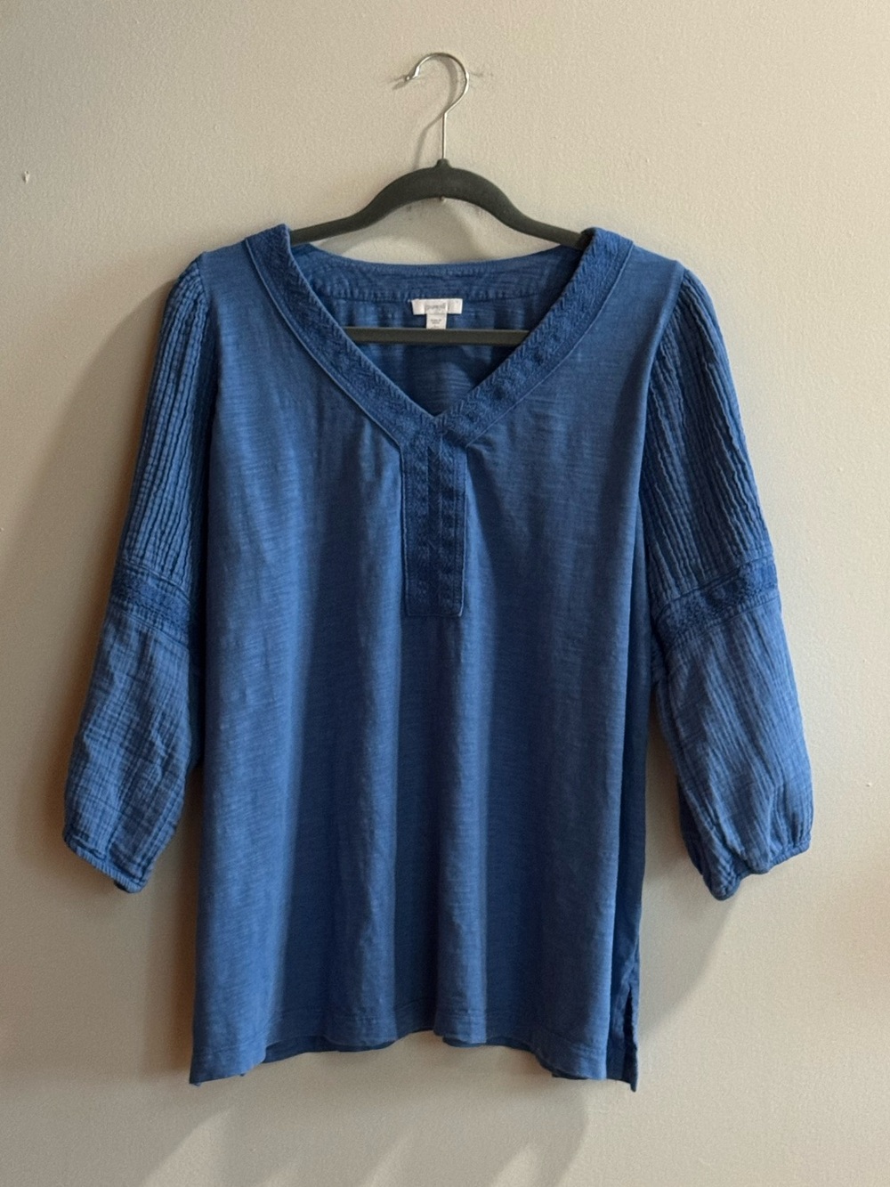 J. Jill Pure Jill Blue Cotton Gauze Sleeve Tunic Top Petite Large